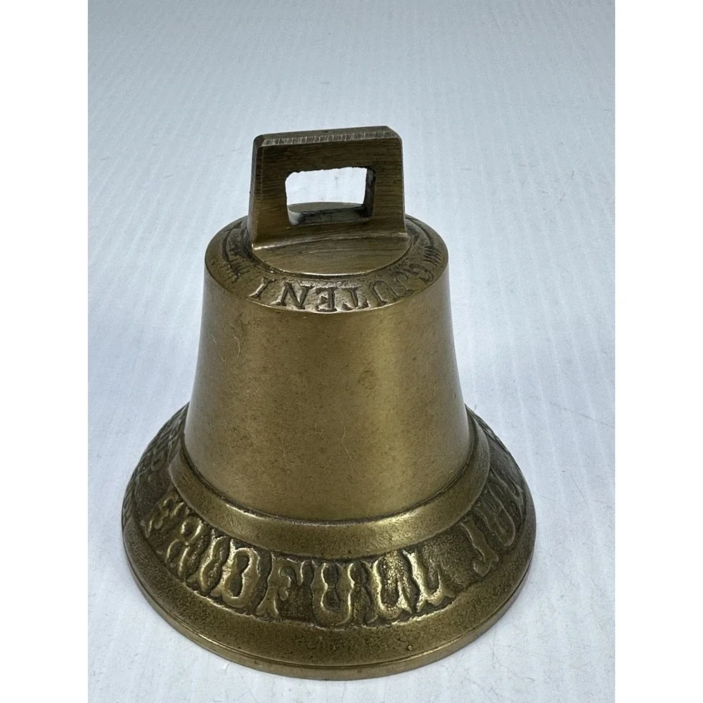 ANTIQUE VINTAGE SWEDISH BRASS BELL FRIDFULL JUL CHRISTMAS BELL 1950s